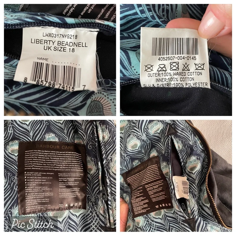 BARBOUR LIBERTY BEADNELL WAX COTTON HOODED JACKET, EUC. US 14 UK 18 - Picture 16 of 16